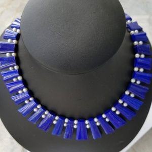Lapis Lazuli & White Cultured Pearls Necklace